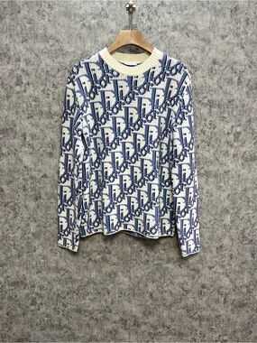 Dior Multicolor Monogram Knit Crewneck with Cream Trim